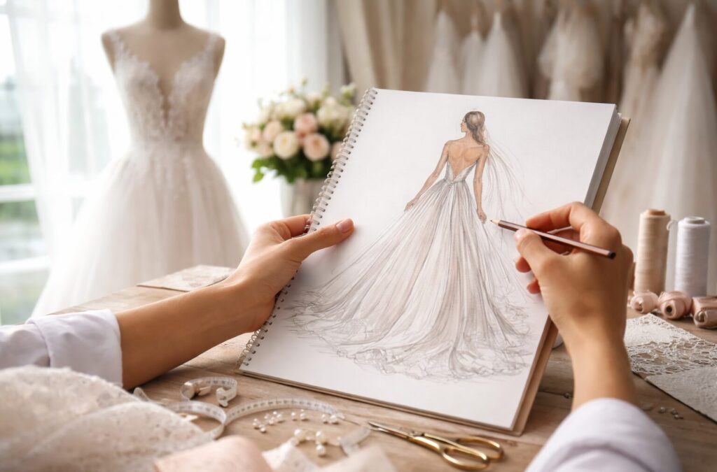 Esbozando el vestido de la novia - Esbozando el vestido de la novia